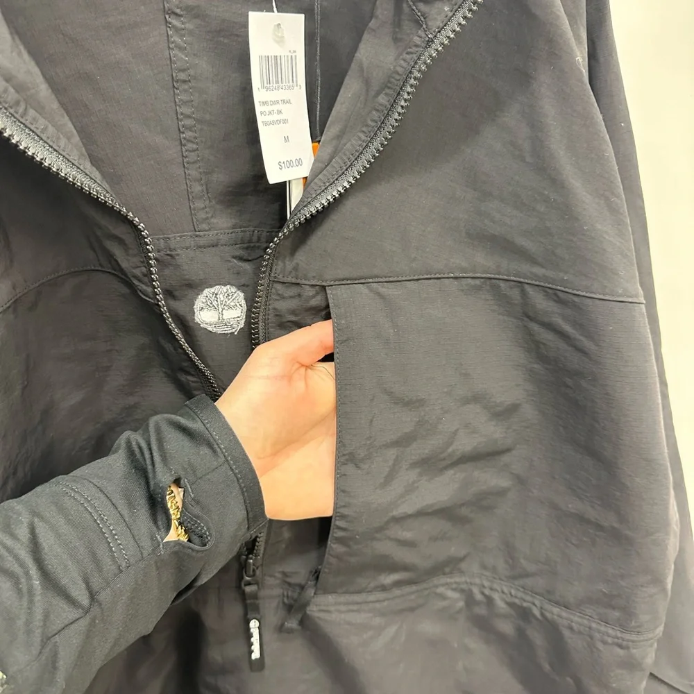 ~New W/ Tags! Men's Timberland Men's Black Pullover Wind Breaker Fall Jacket